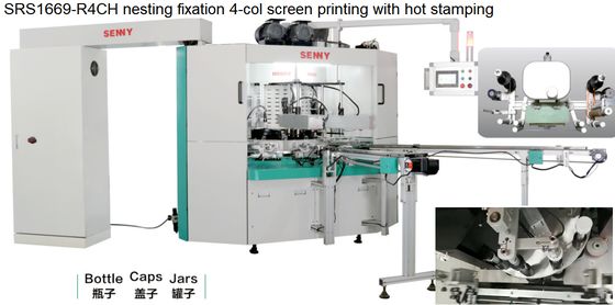 5 Stations  Auto Hot Stamping Machine 7 Bars For Bottles Up To 45pcs/Min