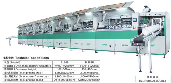600 * 250mm 2000pcs/Hr Silindirli Kovaya Çok Renkli Ekran Baskı Makinesi